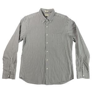 J. Crew Men's Secret Wash Cotton Poplin Button-Up Shirt Size L Blue White Stripe